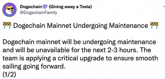 Dogechain已停机8小时,远超官方维护时间