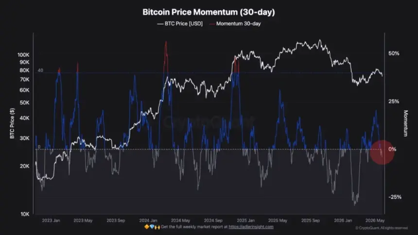 Chart showing Bitcoin Price Momentum indicator