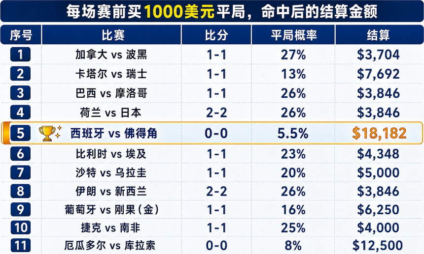 不管你懂不懂球，买平就是这届世界杯最佳策略？