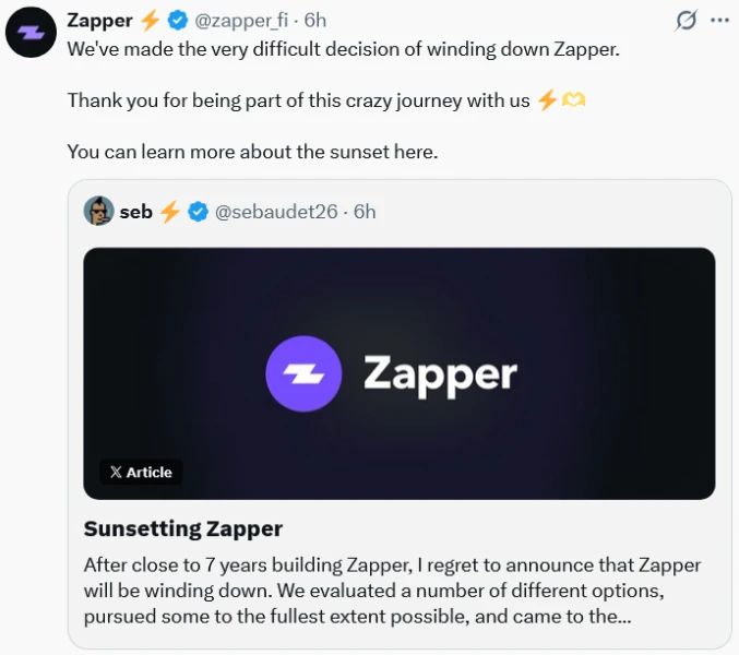 Mark Cuban-Backed DeFi Dashboard Zapper to Shut Down After Seven Years Amid Crypto Downturn